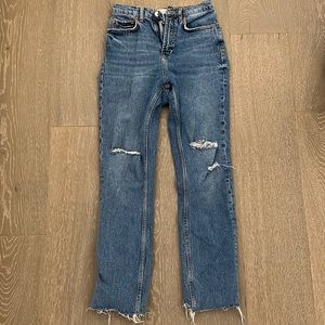 Zara ZW Premium High Waisted Damaged Jeans Alabama Blue 26 (US 02)